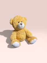 Yellow Teddy Bear Plush 14” Soft Stuffed Animal White Paws Nursery Toy - $18.06