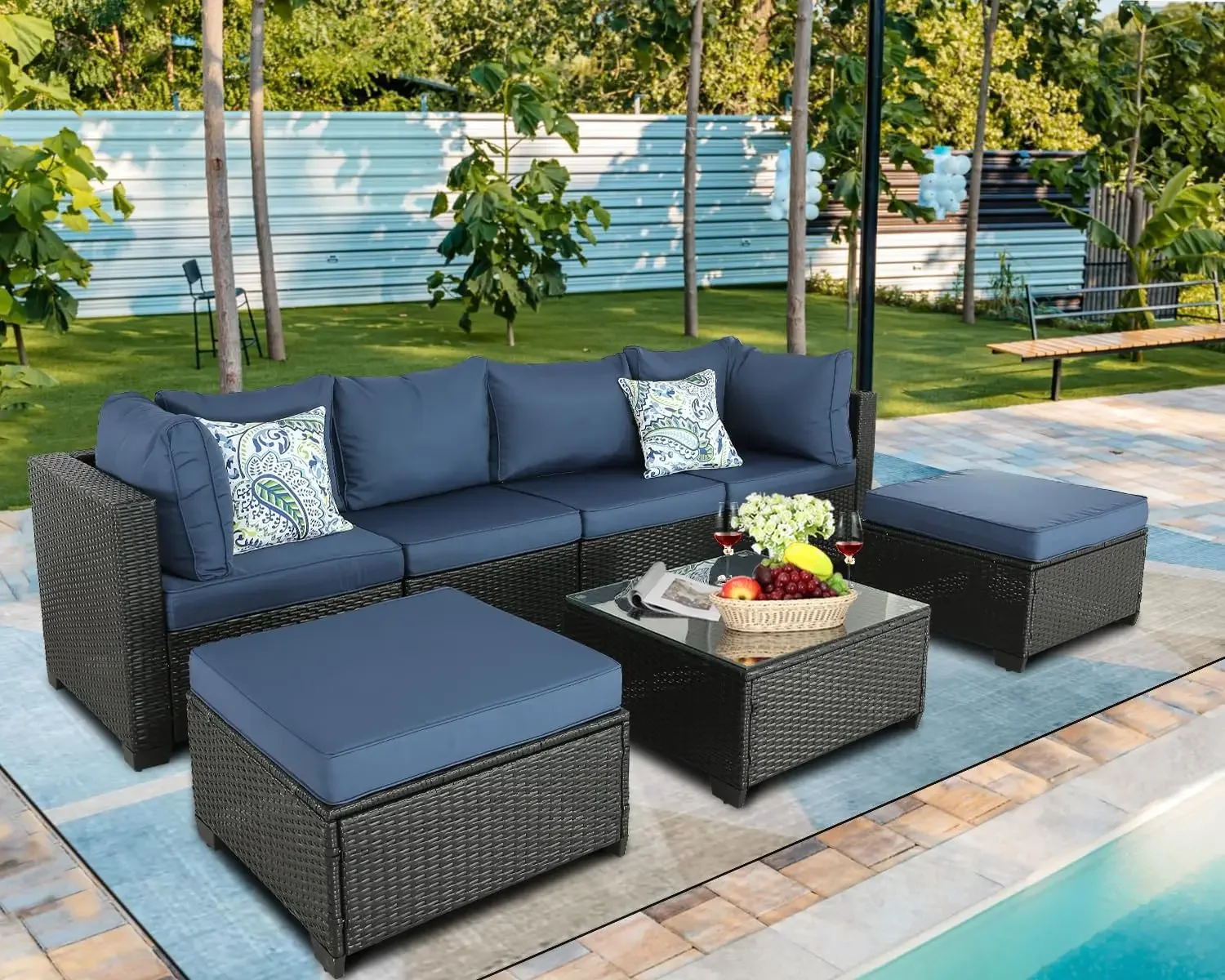 Furniture Set Outdoor Sectional Outdoor PE Wicker Furniture Set Patio Ra... - £120.43 GBP