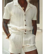 Men&#39;s Plus Size Button Down Short Sleeve Top and Shorts Set - $61.49