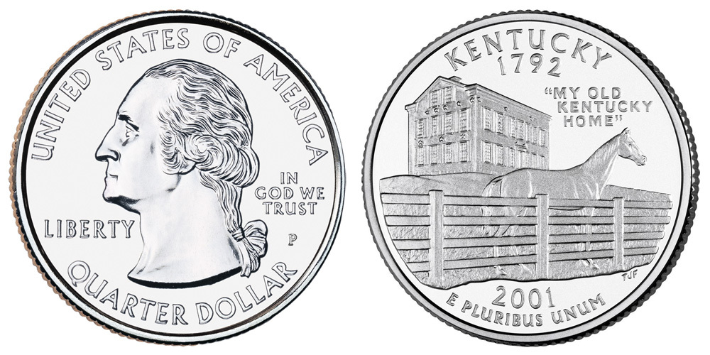 2001 P Kentucky BU (Brilliant Uncirculated) State Quarter Philadelphia Mint - $9.99