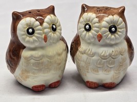 Vintage Chubby Owls Salt &amp; Pepper Shaker Set - Farmhouse Country Birds Rustic - $8.89