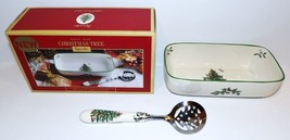 Lovely Spode Christmas Tree Cranberry Server With Slotted Spoon In Box - £30.78 GBP