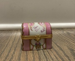 Vintage Limoge Paris Style Pink Trunk Trinket Box - £70.99 GBP