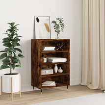 Industrial Rustic Smoked Oak Wooden 4-Tier Sideboard Cabinet Open Bookcase Unit - £54.96 GBP