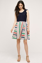 New Anthropologie Crochet Lace Mixed Striped Multi-color Fullly Lined Skirt 10 - £31.84 GBP