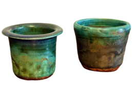 Studio Art Pottery Bowl and Vase Planter Lot of 2 Smalls 3 Inch Signed NV 11 - £9.87 GBP