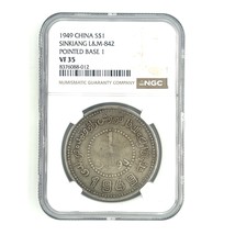1949 China S$1 Dollar Sinkiang L&amp;M-842 Pointed Base 1 by NGC as VF 35 - $33,779.22 MXN