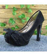 BCBG Paris Phyniax Women Platform Heel Shoes Black Leather Size 7.5 Medium - £19.46 GBP