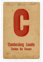 Chambersburg Laundry Sanitone Dry Cleaners Vintage Cardboard Window Sign C - £29.59 GBP