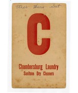 Chambersburg Laundry Sanitone Dry Cleaners Vintage Cardboard Window Sign C - £29.38 GBP