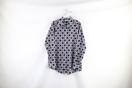 Vintage 60s 70s Streetwear Mens Large Knit Checkered Collared Button Shirt USA - £55.15 GBP