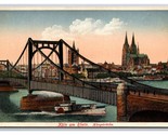 Boat Under Suspension Bridge Cologne on the Rhine Germany UNP DB Postcar... - $3.91