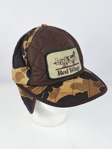 Vintage Red Wings Irish Setter hunting hat Brown Camo Ear Flaps Size Medium - $69.29