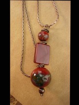 Vintage sterling large bloodstone Fob necklace - signed Mexican necklace - artis - £157.20 GBP