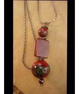 Vintage sterling large bloodstone Fob necklace - signed Mexican necklace... - £155.67 GBP