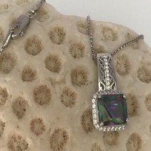 Radiant Cut 4.35 ct Mystic Topaz Pendant Necklace - £58.92 GBP