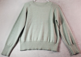 Marella Monochrome Sweater Womens Large Green Knit Long Raglan Sleeve Round Neck - £12.77 GBP
