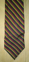 Brooks Brothers Makers All Silk Tie Green Red Black Stripes 59&quot; Long - £11.72 GBP