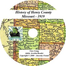 1919 - HENRY County Missouri MO - History &amp; Genealogy Ancestry Family - CD DVD - £4.66 GBP