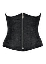 Black Brocade Zipper Waist Trainer Underbust Bustier Plus Size Corset Costume - £57.49 GBP