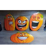 Halloween Cut Out Hanging Decorations 4pc Pumpkin Jack O&#39; Lanterns 1997 - £18.35 GBP