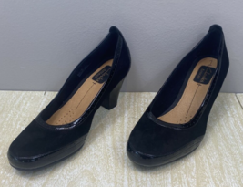 Clarks Artisan Active Air Pumps Women&#39;s Size 6M Black Suede Leather Heels Shoes - £22.05 GBP