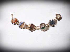 Vintage Semi-Precious Polished Multi Stone Tennis Bracelet - £3.92 GBP