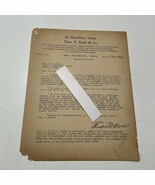 Theodore F Koch &amp; Co signed letter Beaumont Tx 1929 East Texas Hamshire - $334.36 CAD