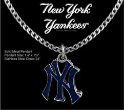 LARGE NEW YORK YANKEES NECKLACE STAINLESS STEEL CHAIN BASEBALL NFL - FRE... - $20.76