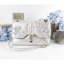 MCM Silver Leather Run Candy Small Crystal Flower Small Flap Shoulder Bag NWT - £909.50 GBP