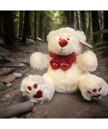 Valentine’s Be Mine White Teddy Bear Plush Red Hearts 11&quot; Stuffed Animal... - $16.82