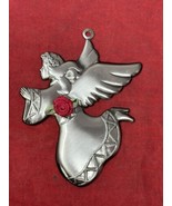 1994 Gloria Duchin Pewter Christmas Tree Angel Ornament Rose Vintage - £7.35 GBP