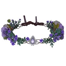 Handmade Purple Fairy Flower Crown Headband Boho Braided Floral Headpiece Mediev - £25.08 GBP