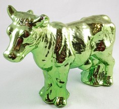 Pre-Owned Metallic Green Ceramic Cow Figurine, About 5-1/2&quot; Tall - $10.99