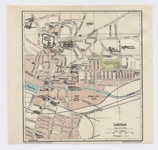 1924 Original Vintage City Map Of Lincoln / Lincolnshire / England - £16.77 GBP