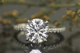 2.80Ct Brilliant Round Cut Diamond Engagement Wedding Ring 14K White Gold Finish - £66.66 GBP