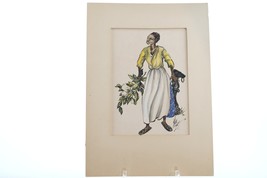 Alice Scott (1924-2005) Original Watercolor of South Carolina Gullah woman - £298.58 GBP