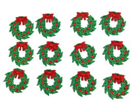 Christmas Wreath Patch Embroidered Applique 12 Pack Size 1 in. Holiday C... - $3.82