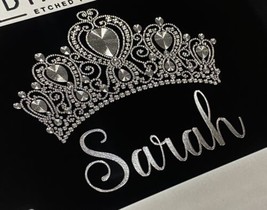 Silver ENGRAVED Personalized Crown Tiara Car Tag Diamond Etched License Plate - $19.89