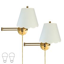 Royal Designs, Inc. Set of 2 Scalloped Swing-Arm Dimmable Wall Lamp - Bl... - $147.46