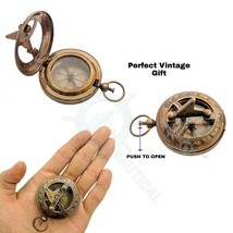 Brass Sundial Compass Vintage Pocket Style Nautical Antique Gift - £10.90 GBP