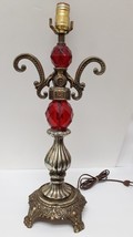 VTG Mid Cent Look Table Lamp Light Base Red Lucite Electric Retro Art Deco 21&quot; - £75.13 GBP