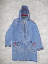 Heavy Blue Denim Jean Coat Jacket Womens Medium 3/4 Long - £10.92 GBP