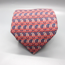 Hermes Men&#39;s Silk Tie Pink Blue 7354 PA Geometric - £47.72 GBP