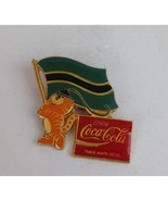 Vintage Coca-Cola Olympic Tiger Holding Botswana Flag Lapel Hat Pin - $19.63 CAD