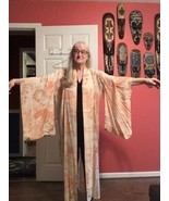 CL-KIM-9 Pre WWII vintage long off white orange tree fan floral design K... - €87,11 EUR