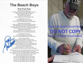 Mike Love signed Beach Boys Fun Fun Fun Lyrics sheet autograhed COA exact Proof - £119.06 GBP