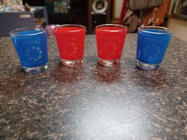 Lot of 4 Blue &amp; Red Shot Glass from Expo 67 Montreal Canada 1967 - £19.45 GBP
