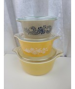 Vintage Pyrex Covered Casseroles Dishes Set 3 w/lids 1, 1.5, 2.5qt - $98.99