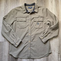 Roark Classic Fit Button Up Shirt Size Extra Large Olive Green Flannel O... - $29.94